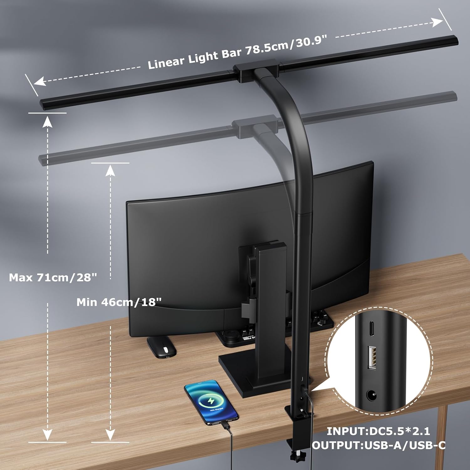 Led-bureaulamp met dubbele/enkele kop, architectenbureaulamp, oogvriendelijke bureaulamp, traploos dimbare, verstelbare zwanenhalslamp