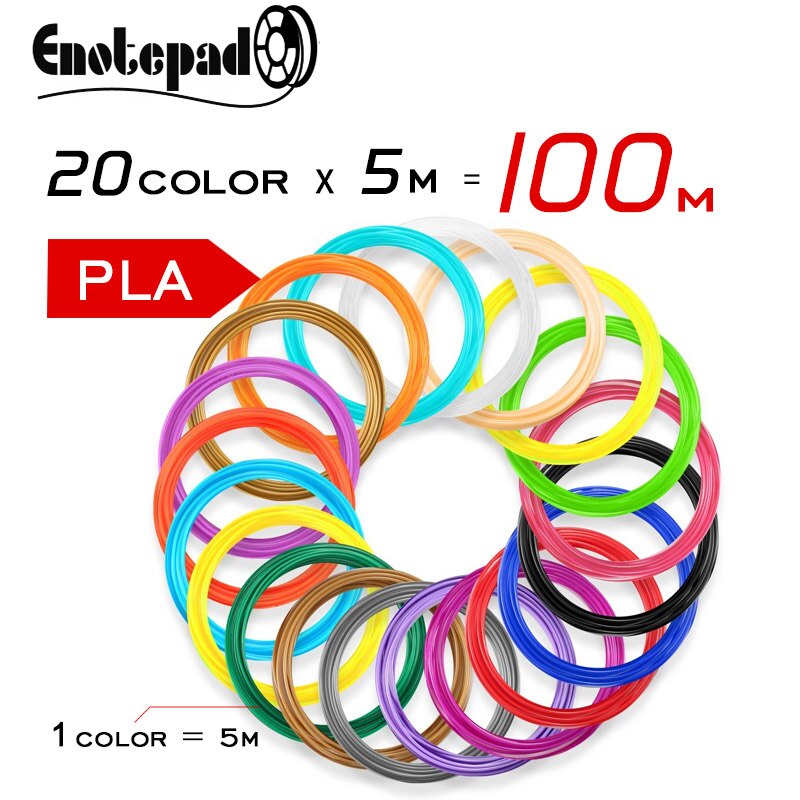 Enotepad-Galaxy SL-300A 3Dprinting Pen Ondersteuning 1.75Mm Pla/Pcl Filament Diy Tekening Potlood 1-8 digitale Geëxtrudeerd Support5V 2A: 100m PLA 20 color