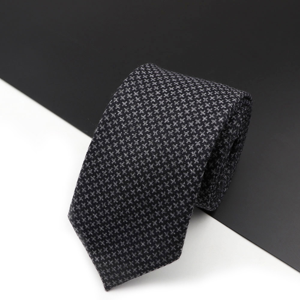 Cravate à carreaux en laine et coton pour homme, vêtement de loisirs, couleur foncée, couleur unie, idéal pour les affaires