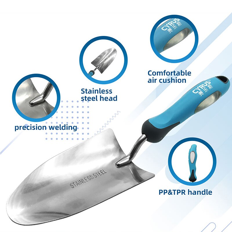 Garden Tools Set Stainless Steel Three-Piece Suit Cultivating Planting Trowel Cultivator Shovels Spades Transplanter