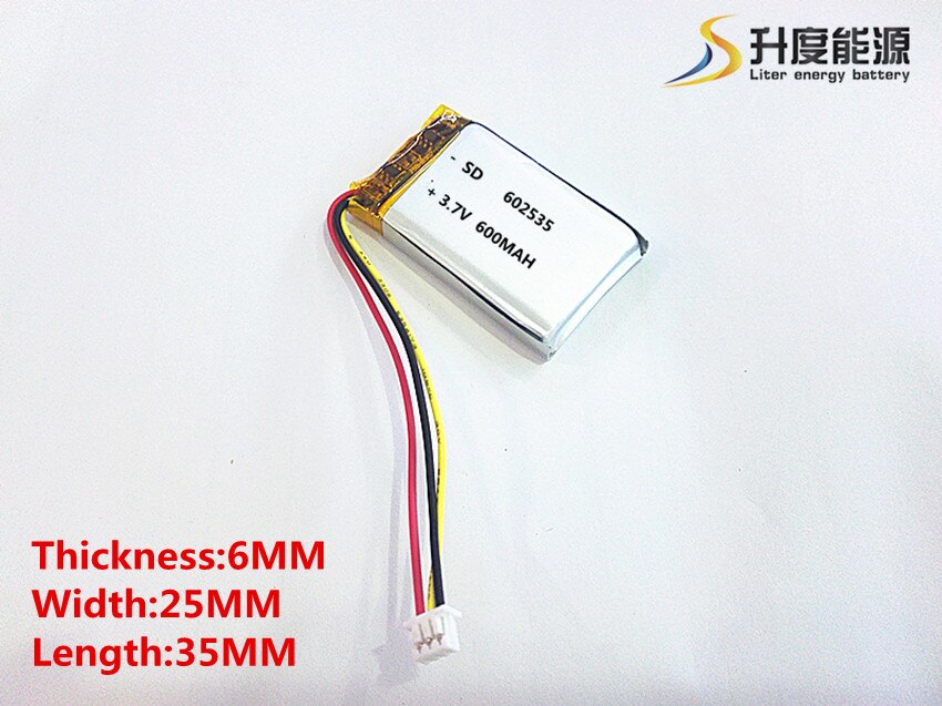 Tablet polymer battery 602535 600mah 3.7V lithium polymer battery MP3 MP4 GPS The connector