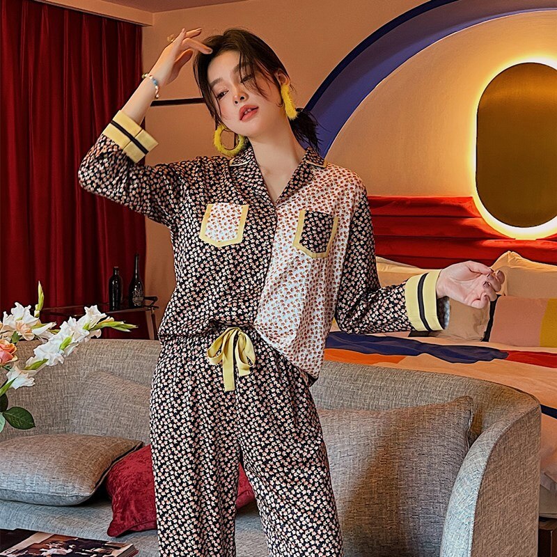 Great Cotton Short Sleeved Trousers - Two Piece Suit - Thin Home Pajamas - Women Summer Pajamas (1U90)