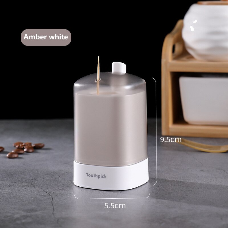 Caja automática para palillos de dientes, contenedor para palillos de dientes, dispensador automático desmontable, Decoración de mesa: white