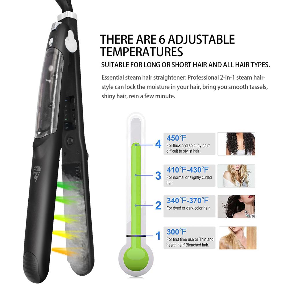 Pro Salon Steam Flat Iron Hair Straightening Tourmaline Ceramic Vapor Hair Straightener With Argan Oil Hair Straightener Tool