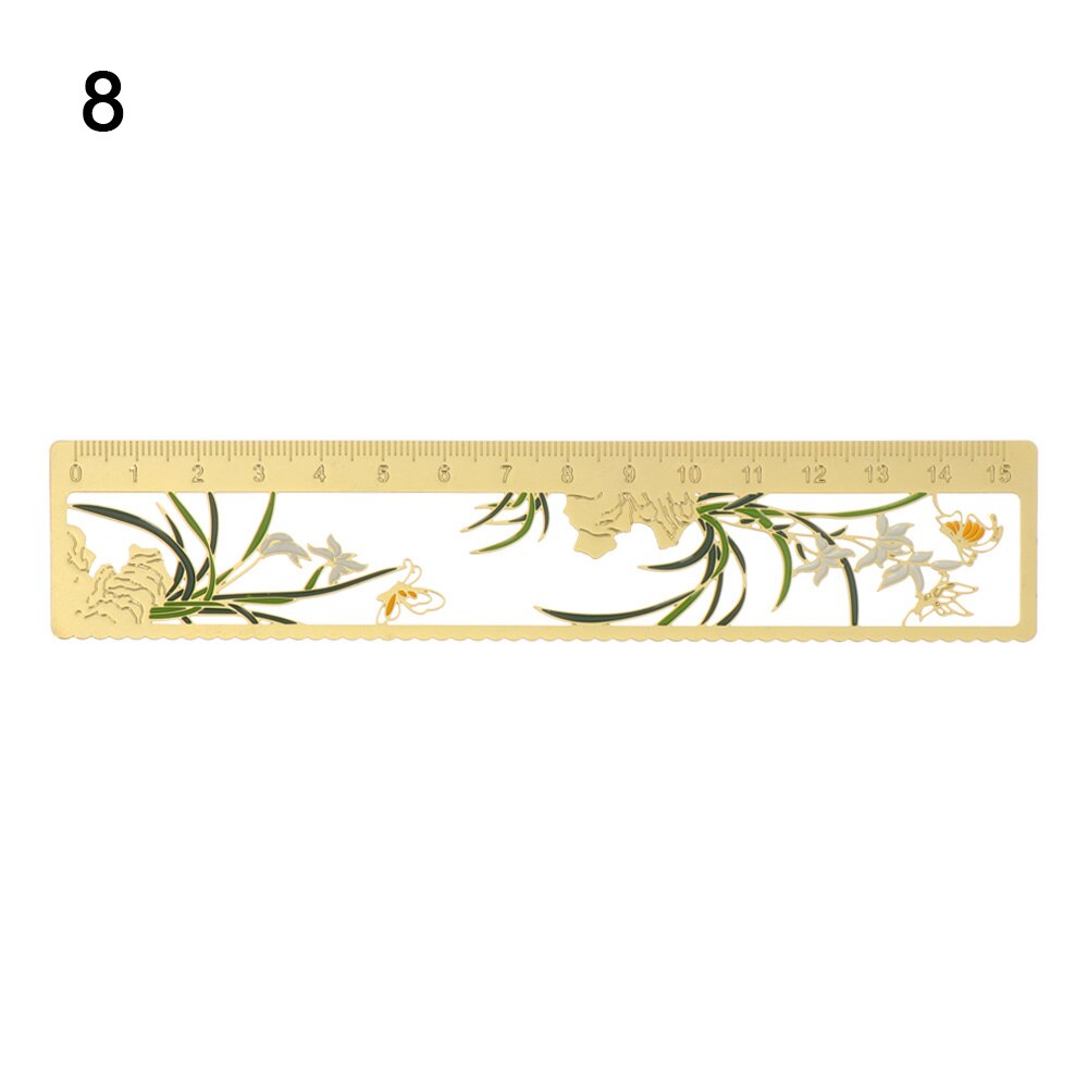 Metal Panda Hollow Rulers Chinese Element Bookmark Ruler Book Holder Measuring Tools Stationery Student Drawing Supplies: 8