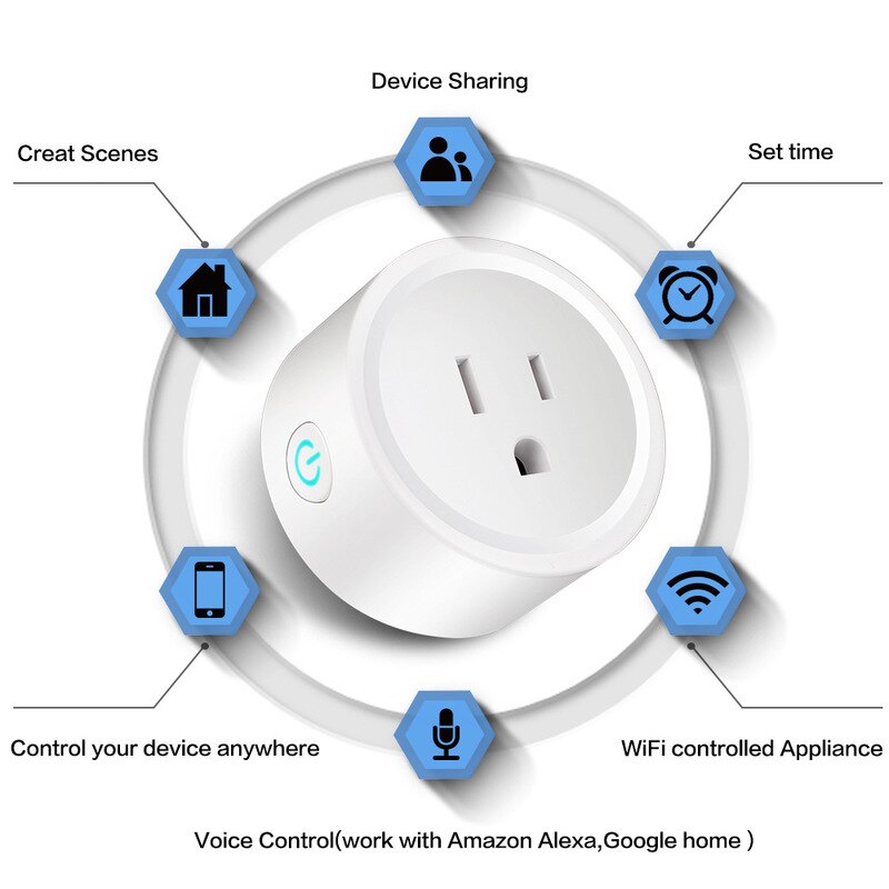 WIFI smart socket plug APP smart life tuya remote control support Alexa voice AC100V 240V 10A smart home electrical power plug