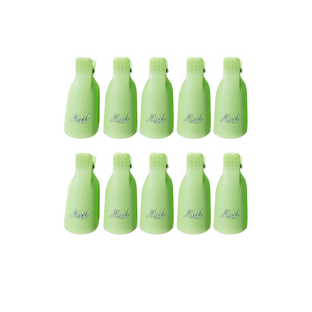 Plastic Nail Art Losweken Cap Clip Uv Gel Polish Remover Wrap Tool Nail Art Tips Voor Fingers Nagellak remover Nail Tool: Green
