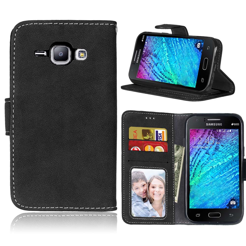 Voor Samsung Galaxy J1 J1 J100 J100F J100H Leather Wallet Flip Cases Siliconen Telefoon Cover Voor Samsung J1 SM-J100FN coque: Black