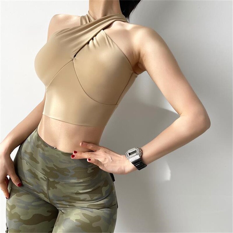 Sujetador deportivo de soporte alto para mujer, sujetador de gimnasia deportivo Bh, chaleco de Fitness con realce para Yoga, Top deportivo acolchado, ropa activa