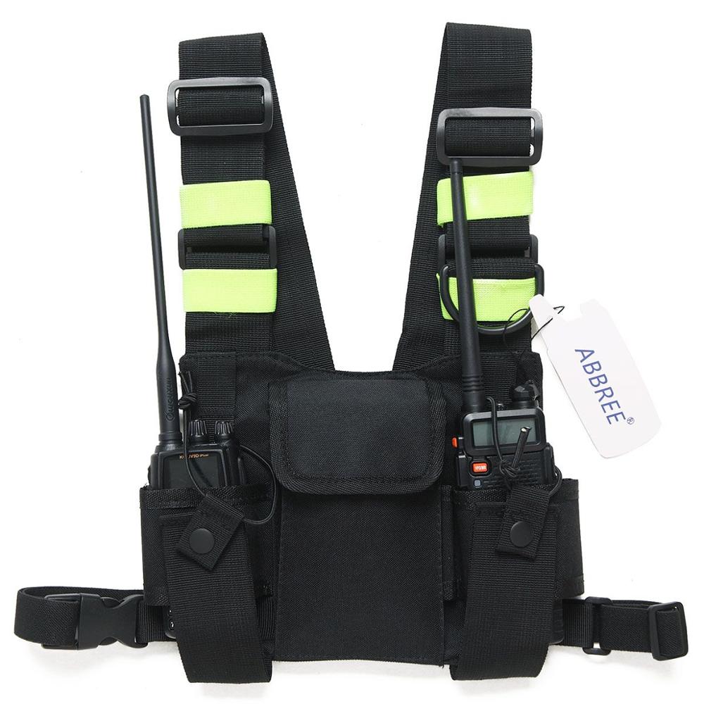 ABBREE-funda de transporte para Walkie talkie, arnés de pecho, bolsa de bolsillo, para Baofeng UV-5R, UV-82, UV-9R, TYT, TH-UV8000D, Yaesu: PT08 Green