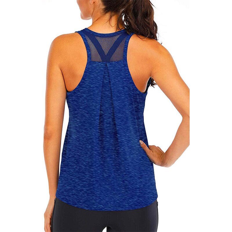 Top deportivo para mujer, Top de entrenamiento, camiseta sin mangas de malla con espalda cruzada para Yoga, ropa de gimnasio, chaleco deportivo sin mangas para entrenamiento: XXL / Gris