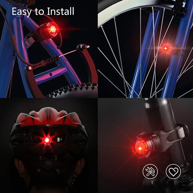 Fiets Fiets Voor Achter Staart Helm Rood Flash Lights 3 Modes Veiligheidswaarschuwing Lamp Waterdicht Fietsen Veiligheid Licht