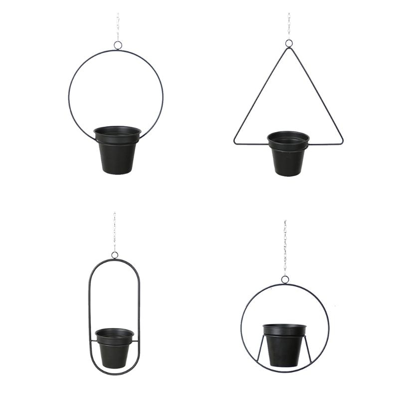 Metalen Plant Hanger Ketting Opknoping Mand Bloempot Plant Holder Tuin Balkon