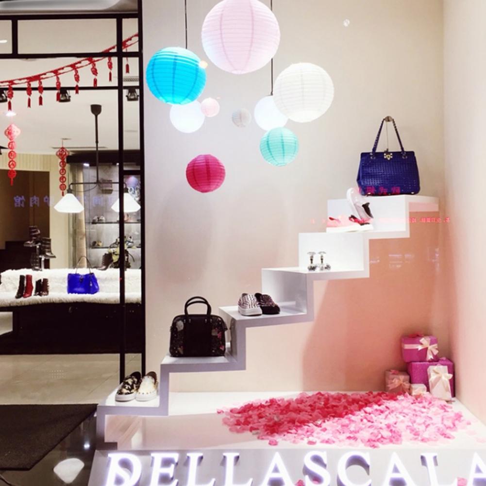 4 inch Round Chinese Paper Lantern DIY Hanging Ball Lamp Wedding Home Decor Folding Supermall decoration paper lantern