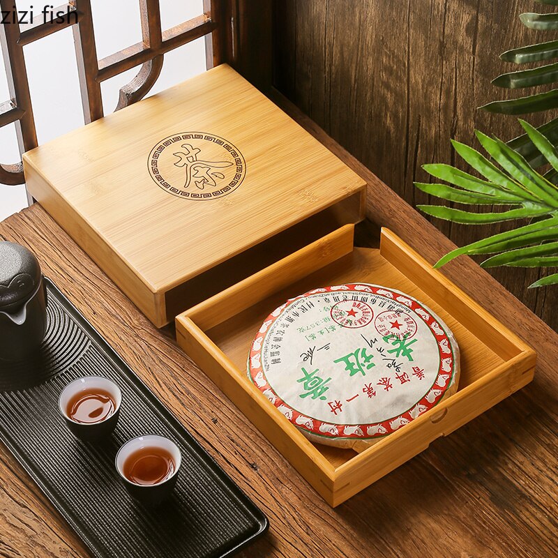 Bamboo Tea Box Tea Cake Storage Box Tea Organizer Tea Ceremony Accessories Tea Tray Drawer Organizer Storage Bin Bamboo Cabinet