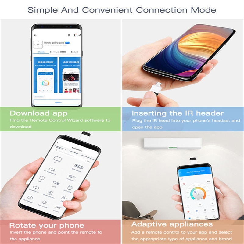 Micro USB type-c Interface intelligente App contrôle téléphone portable télécommande sans fil infrarouge appareils adaptateur pour TV TV BOX