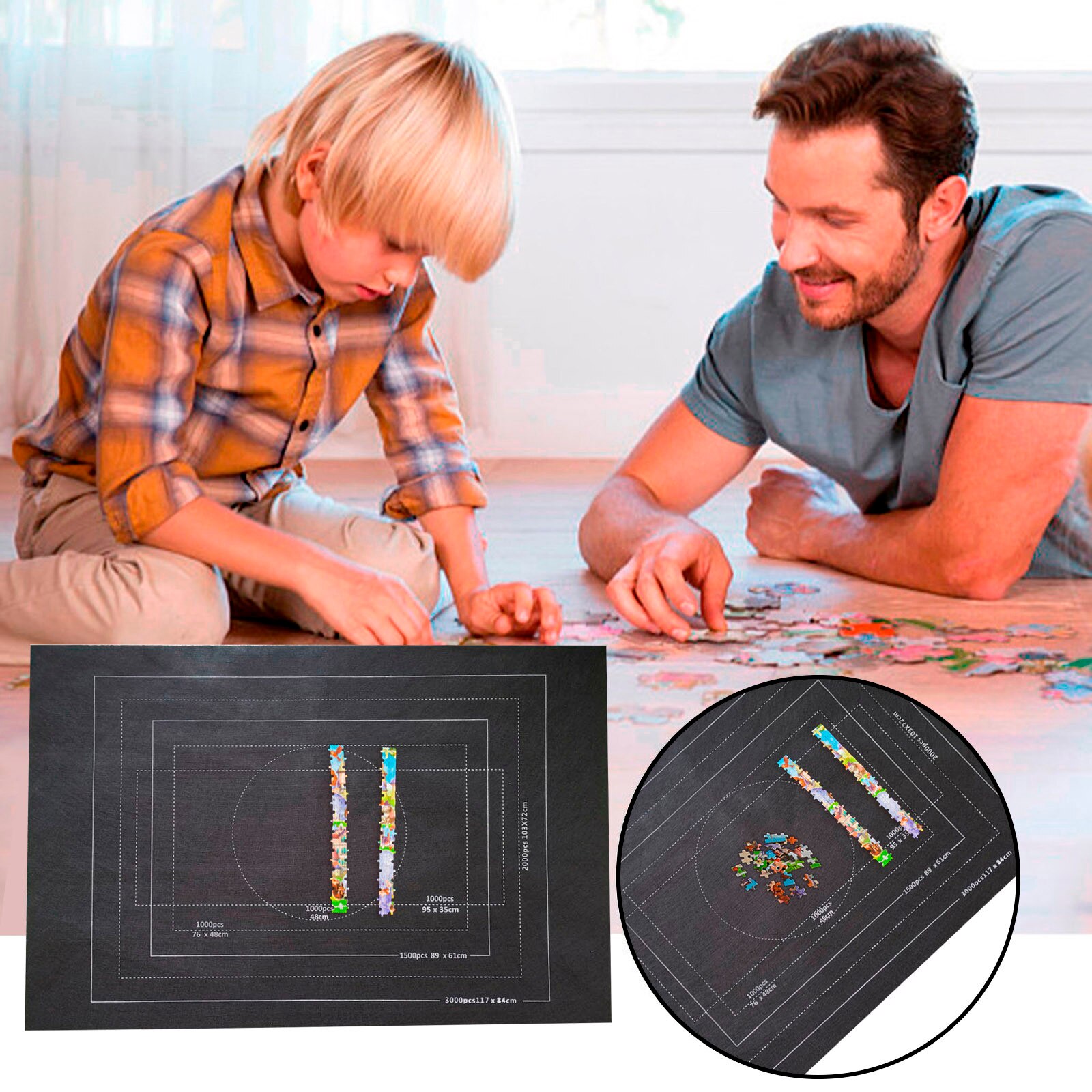 Puzzel Mat Jigsaw Roll Opslag Mat Pad Jigsaw Opbergtas Gebruik Tot 3000 Stuks Met Trekkoord Opbergtas Vilt mat Opbergtas