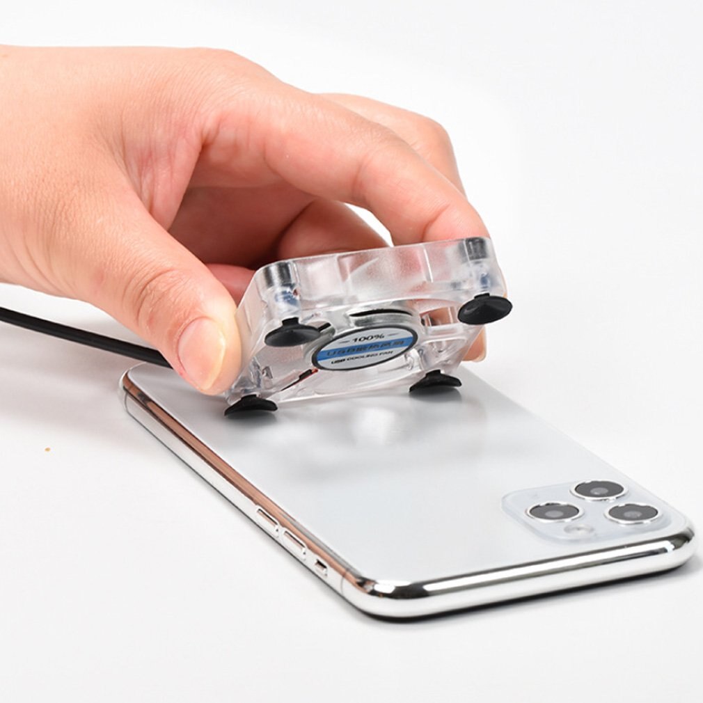 Mini-handy-lüfter mit silikon-saugnapf und usb-ladefunktion, tragbarer handy-heizlüfter