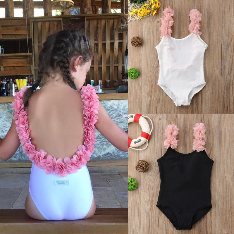 Børn baby piger blomst rygløst badetøj bikini tankini badedragt badedragt børnetøj 2-7y