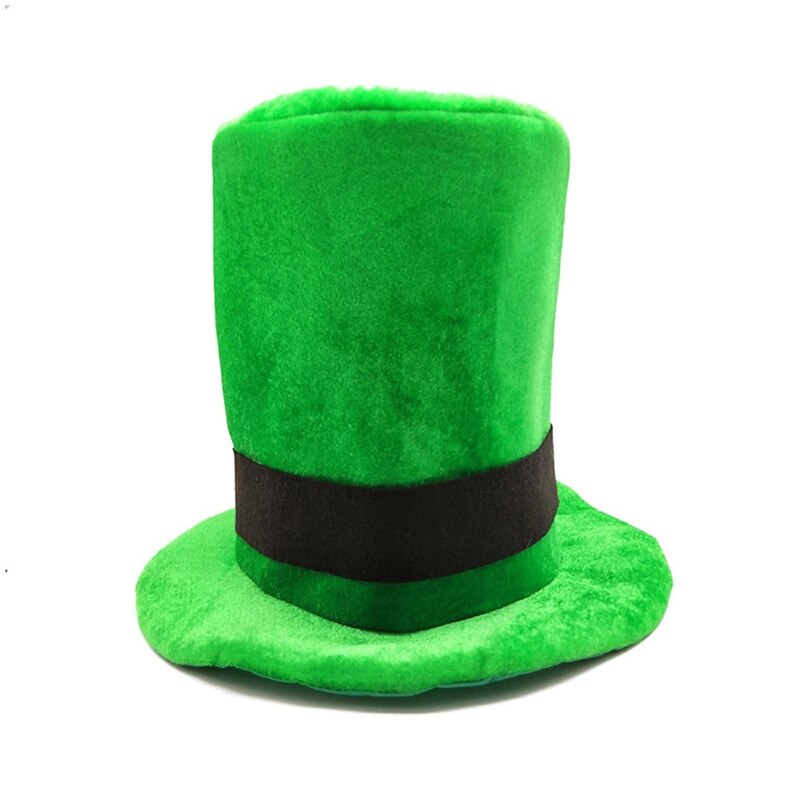 Saint Patrick Day Top Hat green velvet tall cap Clover Shamrock Women Men Adult Irish Festival trefoil