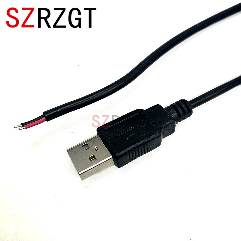 1 stks 1 m Zwart 5 v 2Pin Draad USB Kabel Vertind Koperen Connector met Type Plug Socket Connector voor USB Enkele Kleur led strip