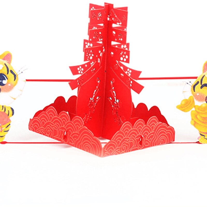 Carte Pop-Up chinoise 3D de nouvel an 2022, cartes de vœux de tigre mignonnes avec enveloppe pour fête du Festival de printemps, décoration, fait à la main
