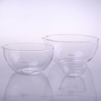 150mm lab glass Diameter Glass Evaporating dish plat bottom with spout For Chemistry Laboratory