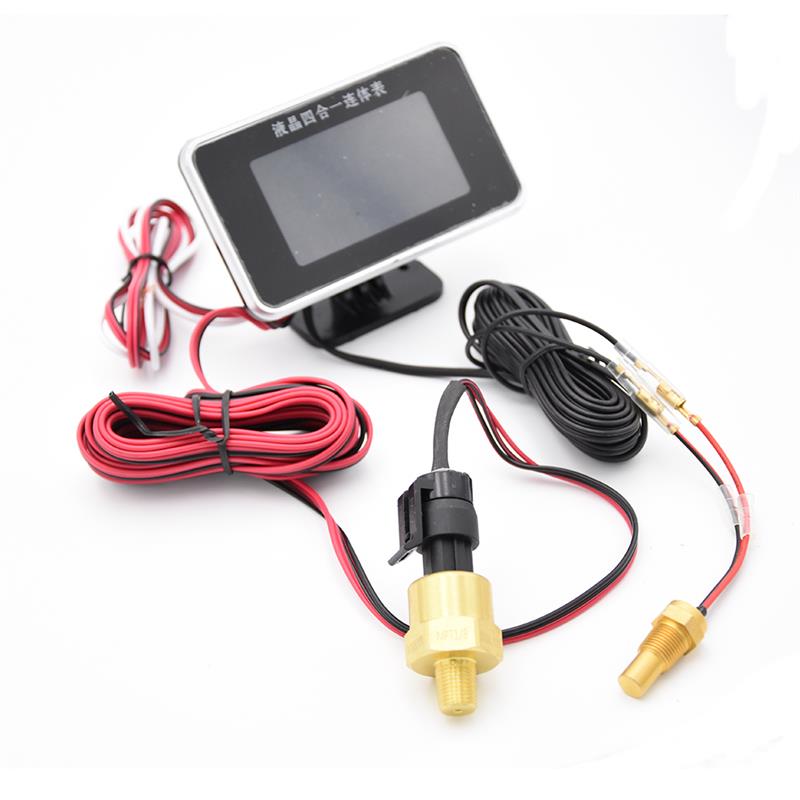 4 en 1 12V 24V Auto Gauge 52mm medidor de presión y aceite de coche medidor de presión de nivel de combustible de temperatura Indicador de temperatura de agua voltaje aceite motor