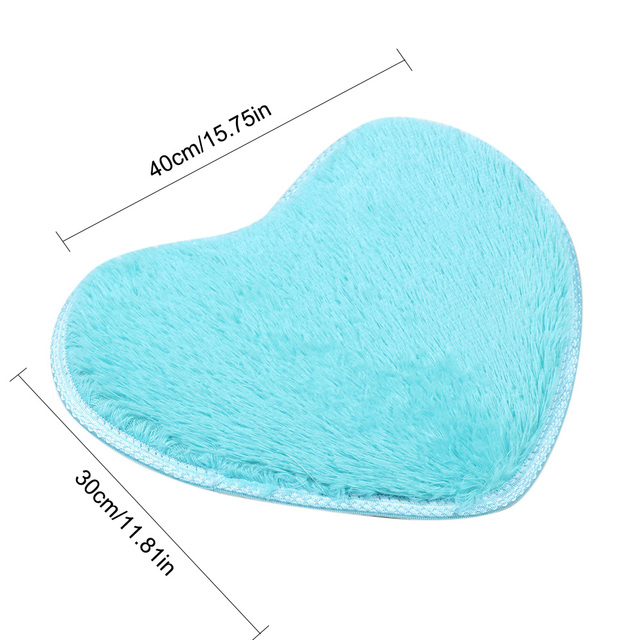 1pcs Floor Mats Cute Heart Shape Carpet Non-slip Shaggy Carpets Kitchen Bathroom Rugs Home Decor 30x40cm: Blue