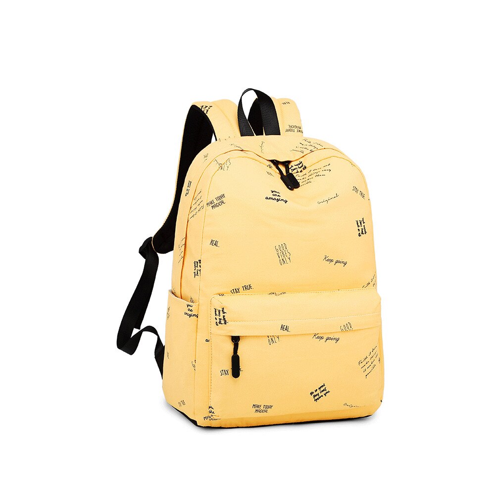 Waterdichte schooltas voor studenten, middelgrote schooltas, gele rugzak met letterprint, meisjes, tiener, universiteitsbenodigdheden, boekentas: Geel