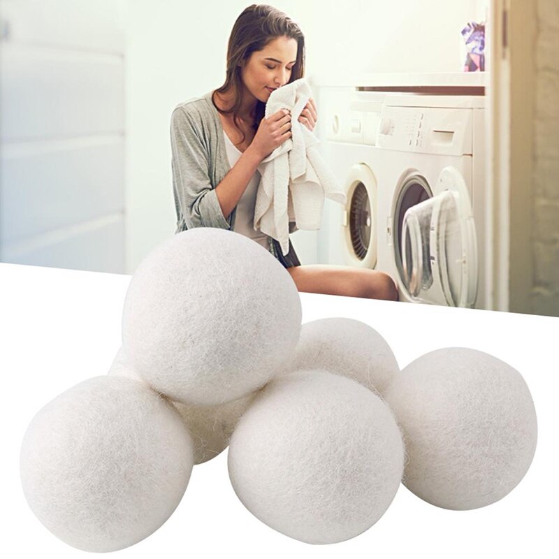 6Pcs/Lot Natural Tumble Dryer Ball Wool Dryer Ball Reusable Clothes Drying Laundry Clean Ball Laundry Fabric Softener Ball