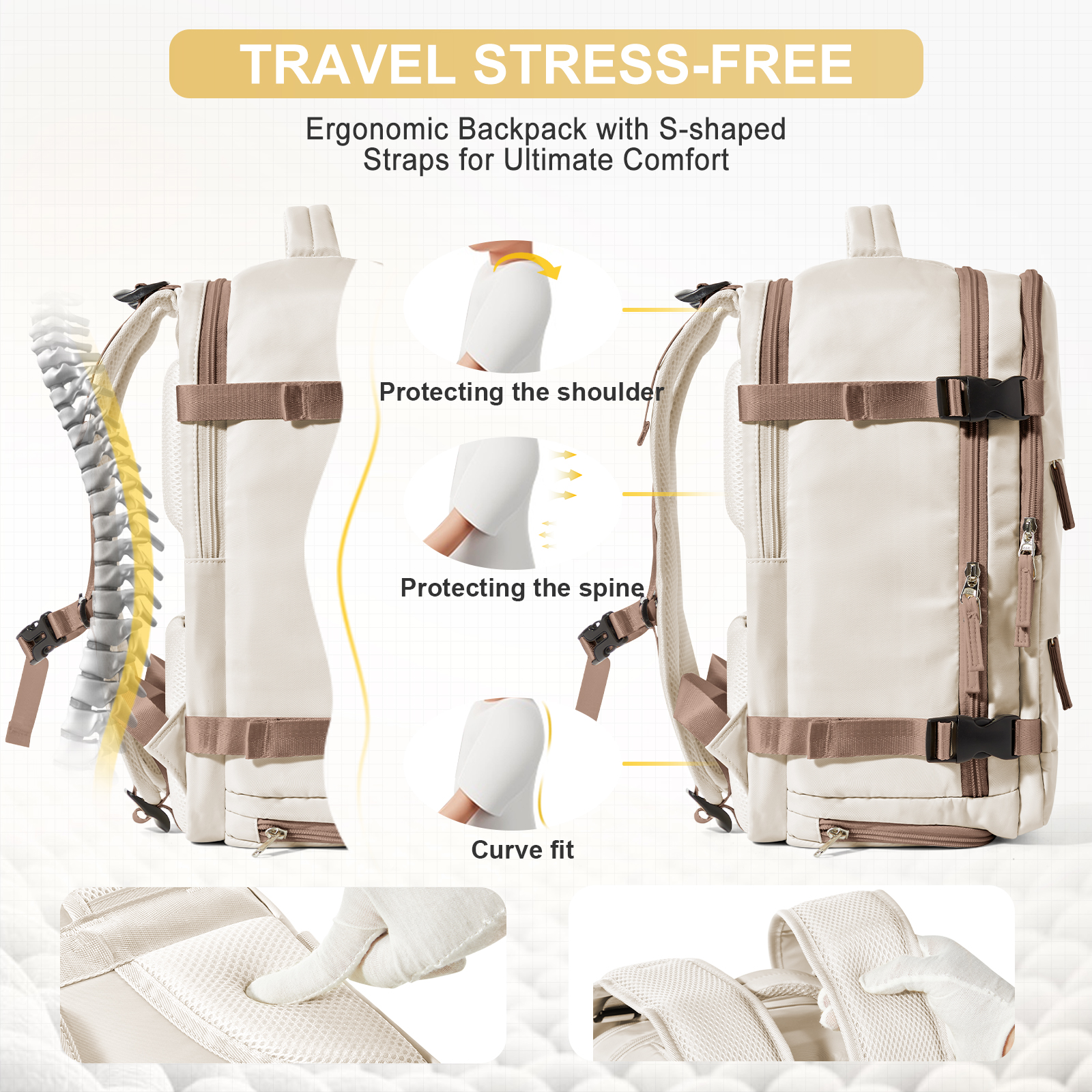 College Laptoptas Reisrugzak Grote capaciteit Easyjet 45x36x20 Rugzak Ryanair 40x20x25 Cabin Rugzak, Handbagage Tas