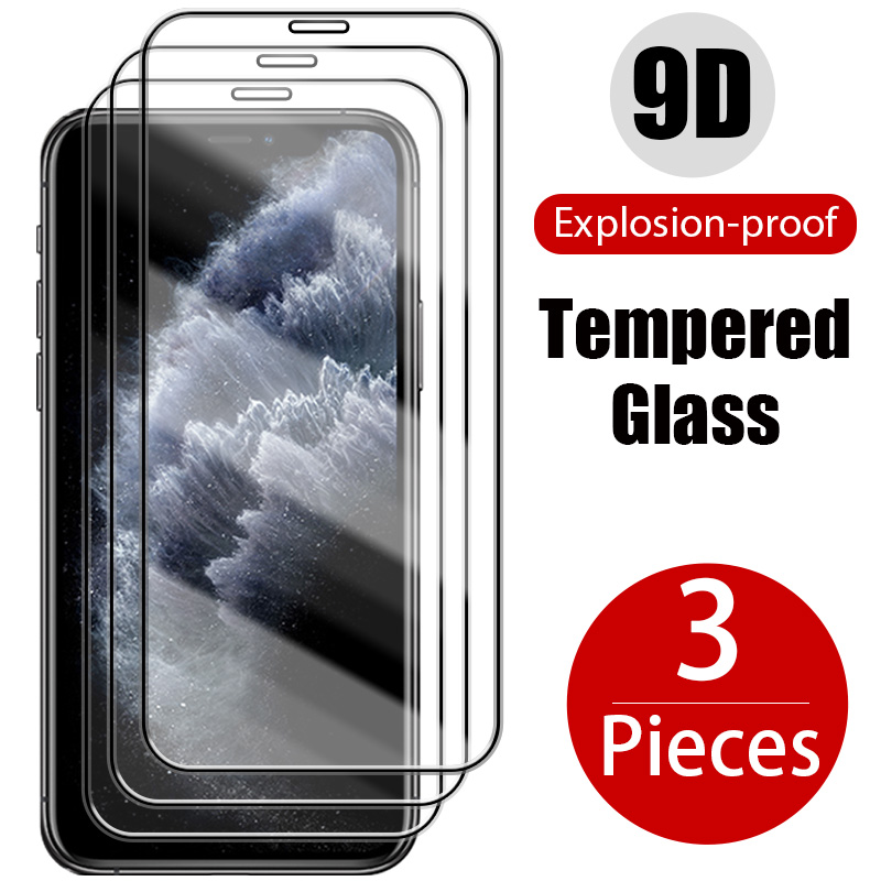 Protecteur d&#39;écran, 3 pièces, en verre trempé pour iphone 12 Pro Max 12 Mini 11 Pro XR XS 8 Plus 7 Plus 6 Plus 5