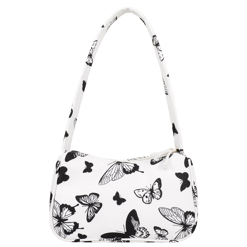 Vintage Vrouwen Canvas Vlinder Koe Afdrukken Schouder Onderarm Tas Casual Dames Handtassen Vrouwelijke Reizen Eenvoudige Top-Handvat Tassen: Butterfly