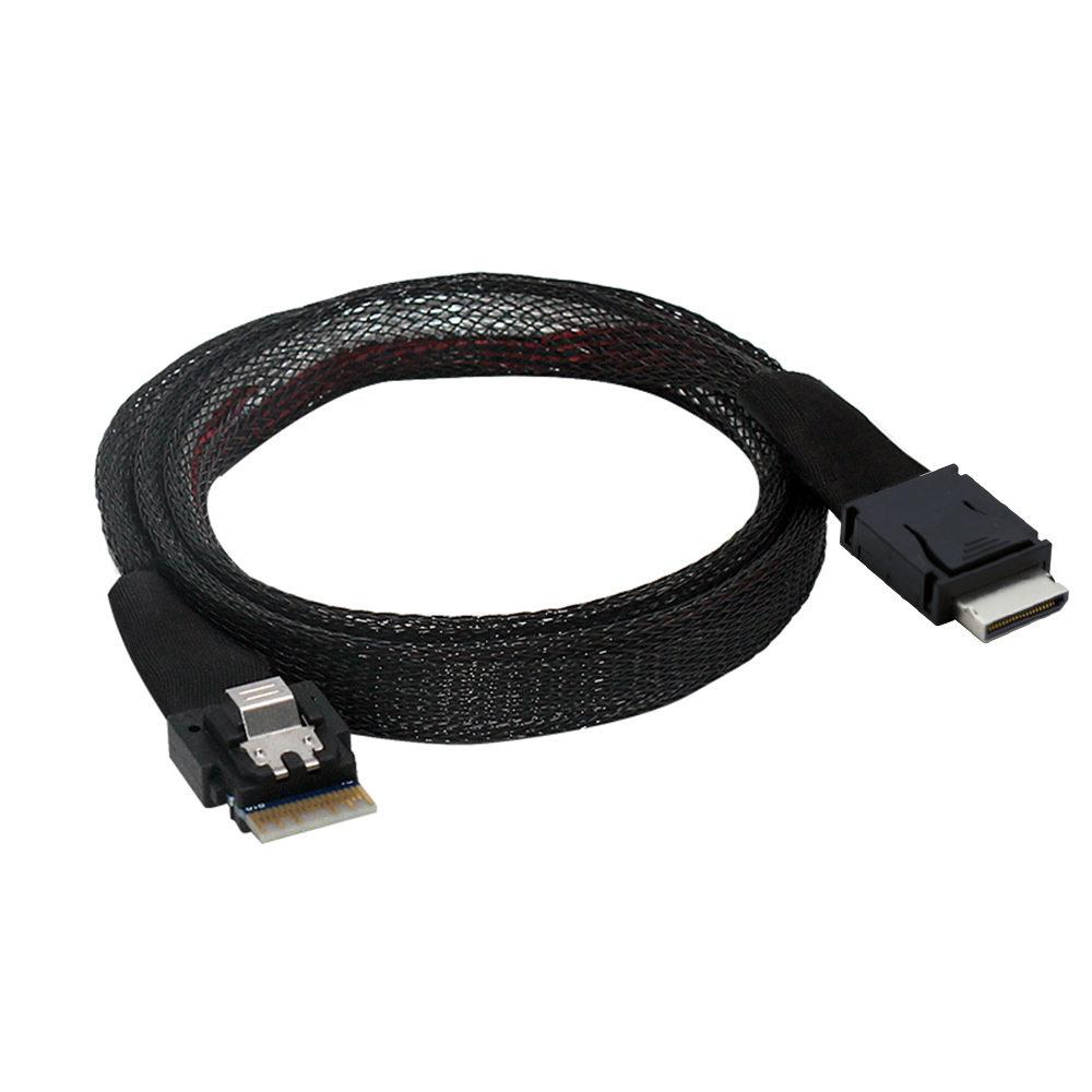 PCIe 4.0 x4 SFF-8654 4i to Oculink SFF-8611 4i Cable, High Speed Slim SAS to Oculink Adapter for NVMe SSD Server GPU Workstation