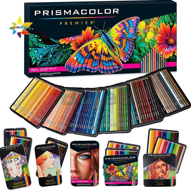 Prismacolor Premier – ensemble de crayons de couleur à l'huile, doux, 132mm, à gros noyau, pour artiste, 24 48 72 150 4.0