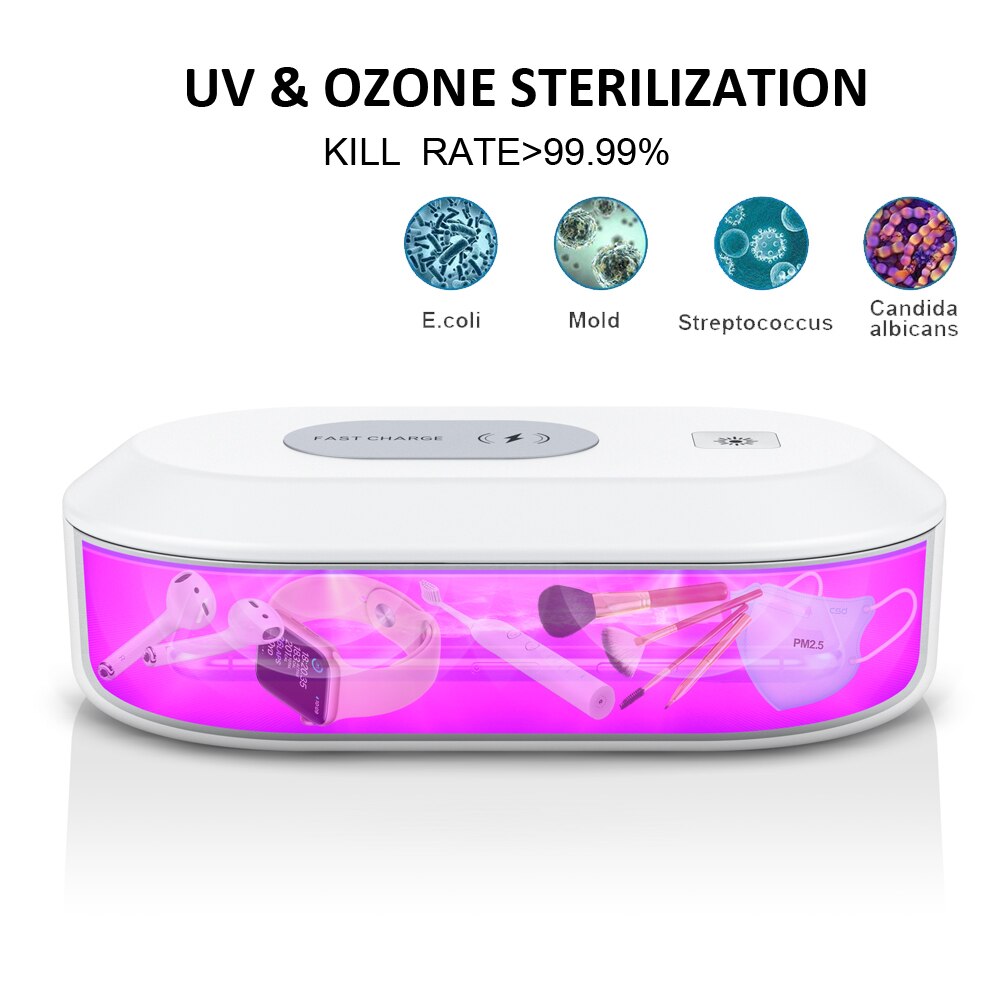 Multifunctional UV Disinfection Box 15W Wireless Charger Fast Charge USB Cable Device Box Mobile Phone Sterilizer