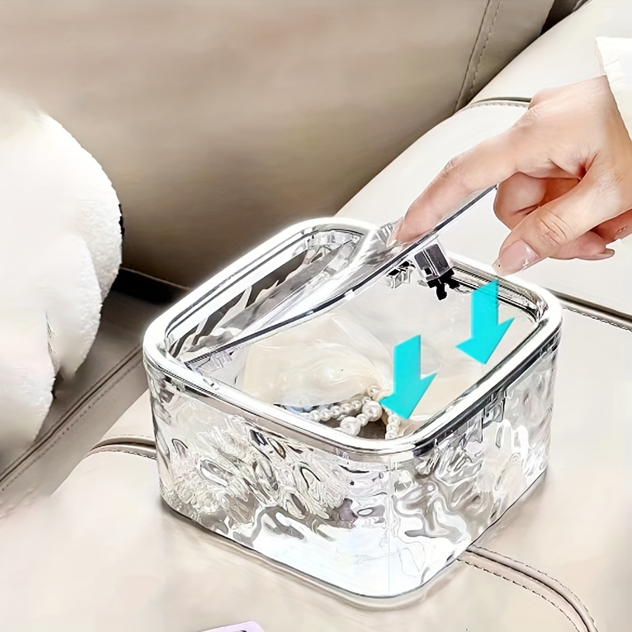 Organizador de accesorios para el cabello, caja de almacenamiento, organizador de lazos para el cabello acrílico transparente para diadema, lazos, organización de hisopo de algodón, baño