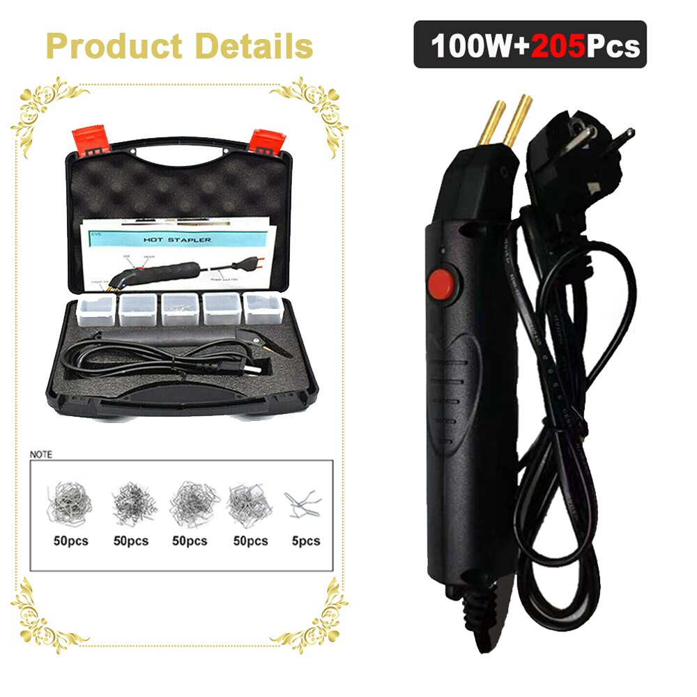 100W Plastic Welding Machine Stapler Electric Soldering Iron Car Bumper Repair Kit PVC Portable Garage Tool With Storage Bag: 110V US plug / Set B