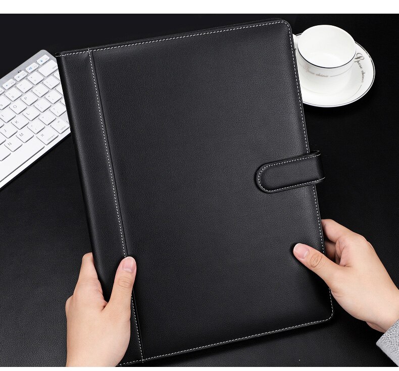 Mapp i konstläder  a4 mappar för dokumentmenyer affärschef väska padfolio med gem clipficka 1314c