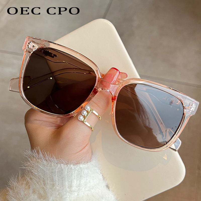 Oec Cpo Vierkante Bril Zonnebril Vrouwen Mode Oversized Punk Bril Mannen Trendy Geel Kleuren Shades Rijden UV400 Eyewear