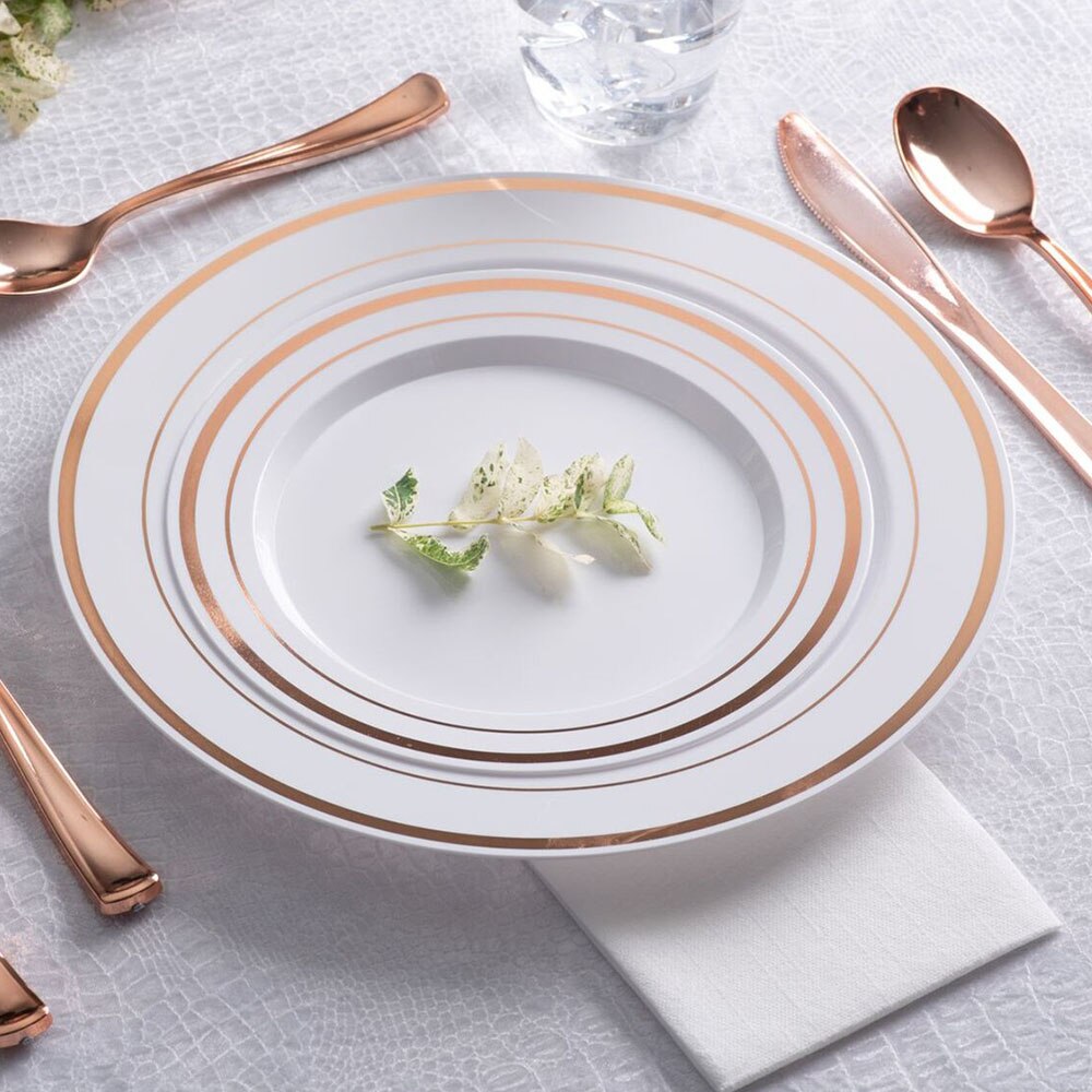 12 Stuks Wegwerp Servies Set Plastic Vorken Lepels Messen Rose Goud Servies Voor Lunch Diner Picknick Wedding Party Thuis