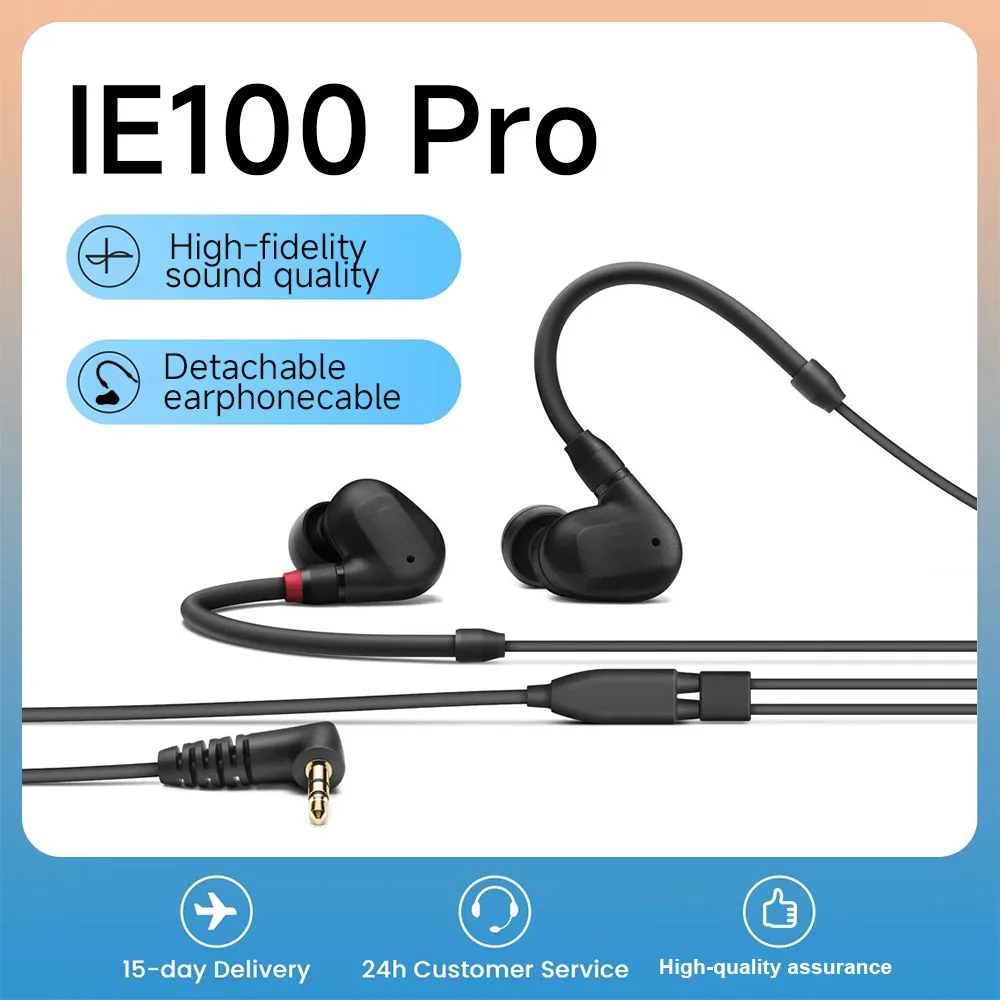 IE 100 Pro Dynamic In-Ear Wired Monitoring Headphones with Noise Isolation Detachable Cable for Music Production