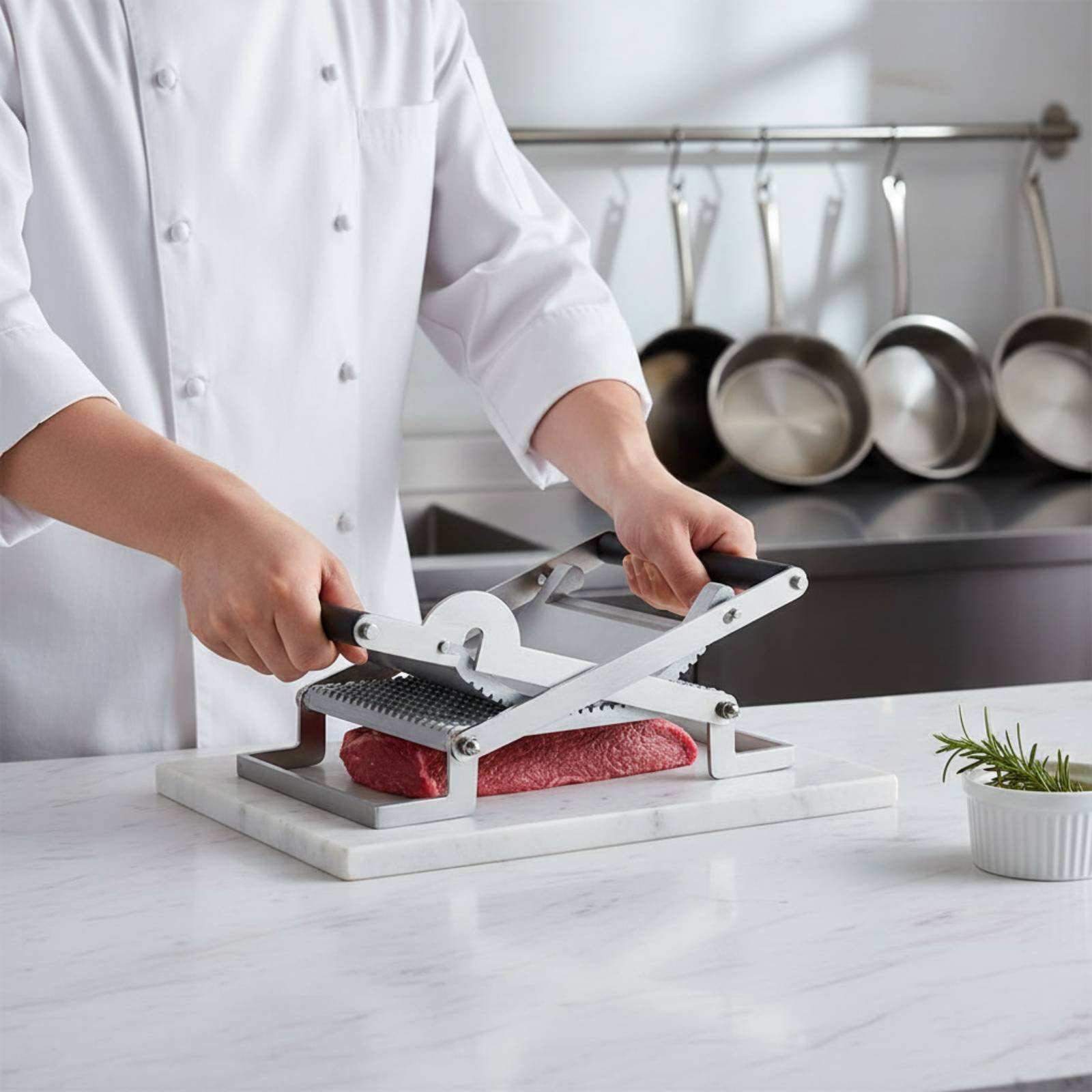 Manual Meat Tenderizer Tenderizes and Flattens Meat Flattener Press Schnitzel Fabricator Press Enhances Marinade Absorption