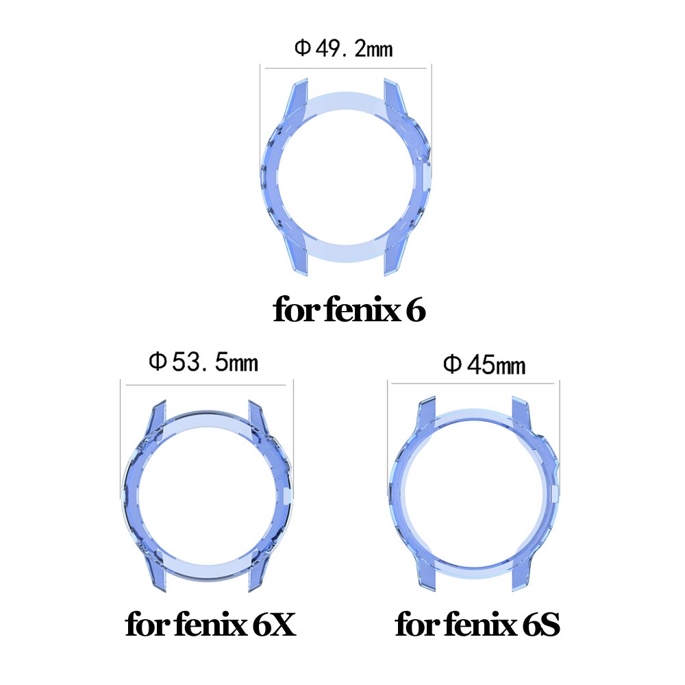 For Garmin Fenix 6 6S 6X Pro TPU Watch Case Smart Bracelet Protective Frame Shell Replacement Soft Shockproof Clear Protector