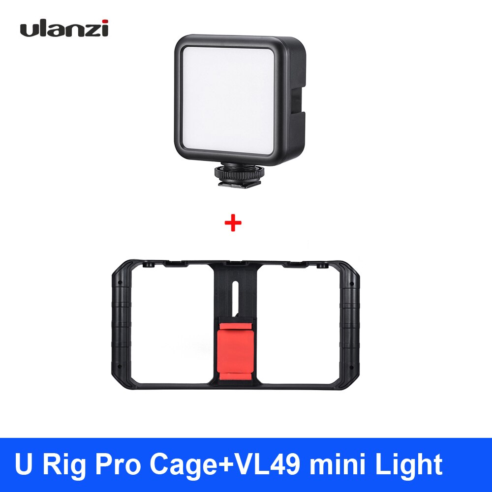 Ulanzi U-Rig Pro 3 Schoen Handheld Smartphone Video Rig Film Vlogging + Mic + VL49 Mini Licht + MT-08 Mini Statief Voor Iphone Samsung: U-Rig Pro VL49 Light