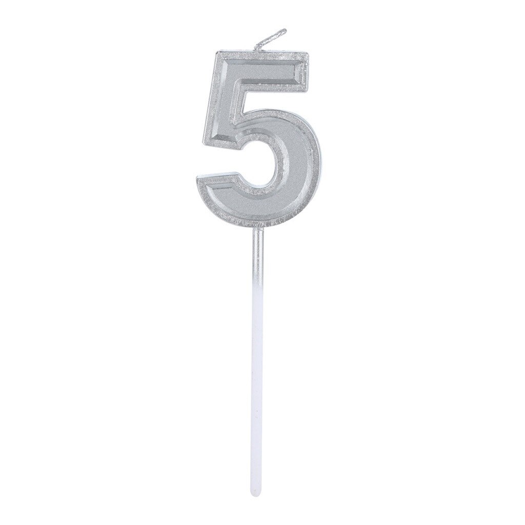 1PC Silver Number 0-9 Birthday Numeral Candles Light Home Wedding Birthday Party Decoration Led Candles birthday candle L300110: E