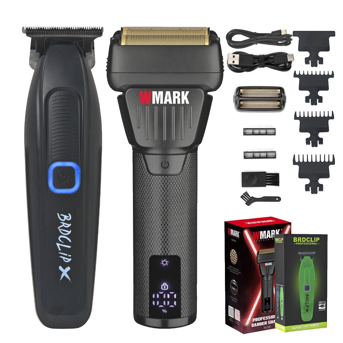 Professionele elektrische tondeuse Kapper set NG-7982 FA-1981 Elektrisch scheerapparaat 9000 RPM tondeuse 7500 RPM DLC mes: Black