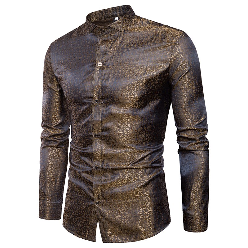 Ffxzsjbrand herre langærmet skjorte med 3d print herre fritidsskjorte bomuldsskjorter herre med større eu/us størrelse m -3xl: Guld / Xl
