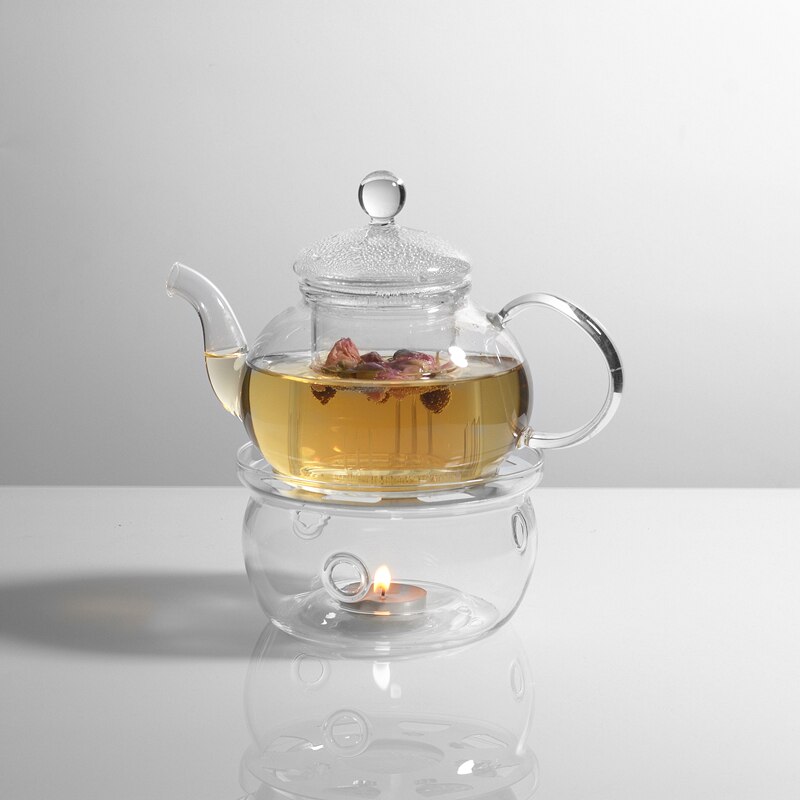 Vela de té de agua con Base de calentamiento, tetera de vidrio transparente resistente al calor, Base de aislamiento, soporte de vela, accesorios de té ZM812